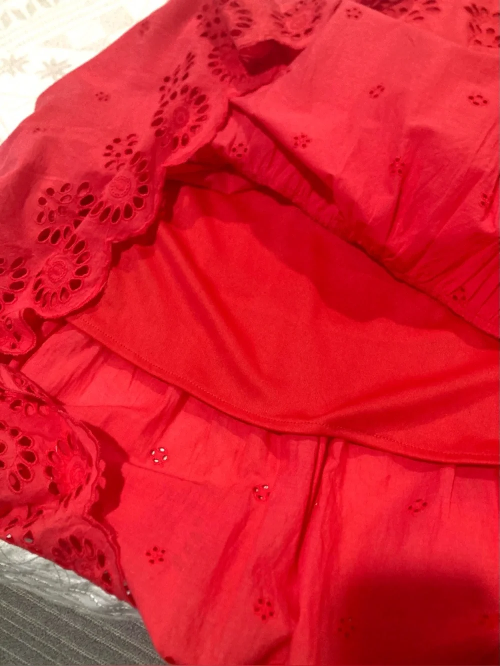 Japna Large 100% Cotton Lined Red Maxi Dress Embroidered Boho Chic - Picture 12 of 12